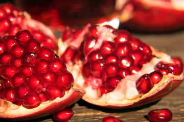 Pieces of ripe pomegranate close