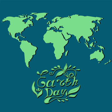 Earth Day, vector image, ecology, earth protection. Green.