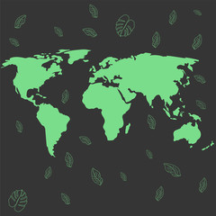 World maps, vector image, ecology, protection of the earth. Green.