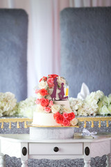 Wedding cake. Selective focus. Copy space.