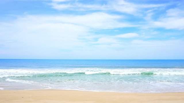 tropical andaman seascape scenic off kata beach phuket thailand with wave crashing on sandy shore