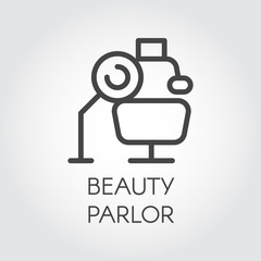 Beauty parlor line icon. Beauty salon sign. Cosmetology, skincare, healthcare concept. Contour web logo. Simplicity outline label. Vector illustration of cosmetic series