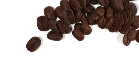 3D Rendering Of Realistic Pile Of Coffee Beans On White Background Closeup