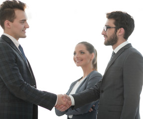 concept of partnership. handshake business partners.