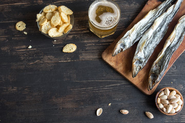 Assorted snacks for beer, dried fish