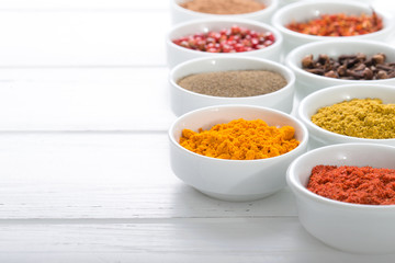 Various spices selection. Isolated on white background