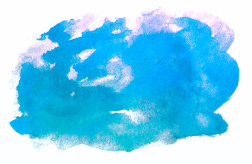 flowing colors, watercolor in blue band band for design. hand drawn on a white background isolated.