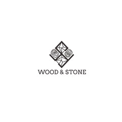WOOD and STONE monocrome logo