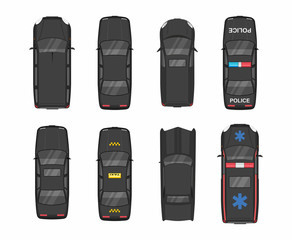 Fototapeta premium Black Different Cars. Top View