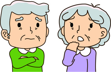 The elderly couple, worry, anxiety