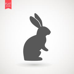 Easter rabbits silhouette isolated on a white background. Cartoon vector element . Animal