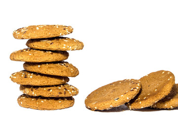 Ohomemade fresh oats cookies isolated