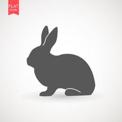 Easter rabbits silhouette isolated on a white background. Cartoon vector element . Animal