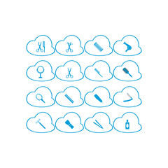 Obraz premium Barber beauty salon accessories. Flat set icon vector illustration.