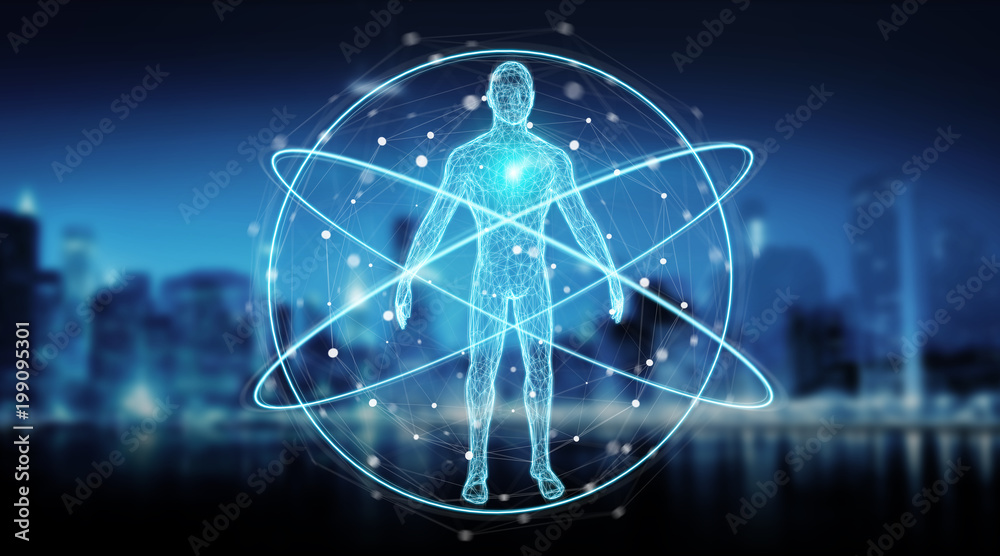 Poster Digital x-ray human body scan background interface 3D rendering