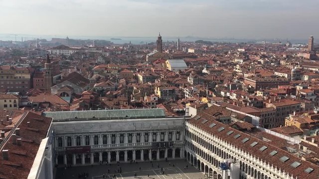 Panoramic Aerial View of Venice. Italy. Europe. Panorama of Old Town. Morning Light.