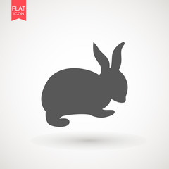 Easter rabbits silhouette isolated on a white background. Cartoon vector element . Animal