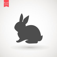 Easter rabbits silhouette isolated on a white background. Cartoon vector element . Animal