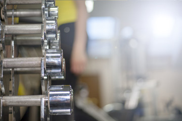 many dumbbells in gym room