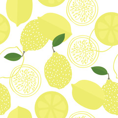 Food collection Funny lemons Hand drawn style Seamless pattern