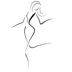 Running woman, drawing thin lines