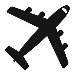 Plane icon isolated on white background, airplane symbol in flat style. Airplane sign in black. Vector illustration.