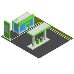 isometric filling station. Vector illustration