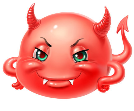 Emoji, red devil, isolated on white