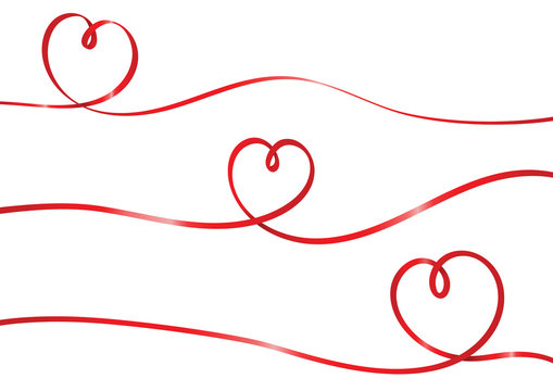 Hearts red ribbon shape isolated vector