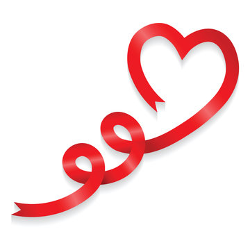 Red heart shape ribbon vector