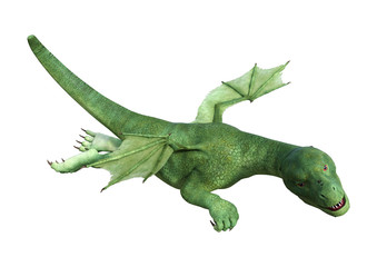 3D Rendering Fantasy Hatchling Dragon on White