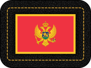 Flag of Montenegro. Vector Icon on Black Leather Backdrop