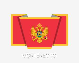 Flag of Montenegro. Flat Icon Waving Flag with Country Name
