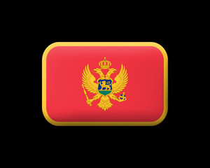 Flag of Montenegro. Matted Vector Icon and Button. Rectangular Shape