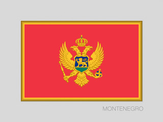 Flag of Montenegro. National Ensign Aspect Ratio 2 to 3 on Gray
