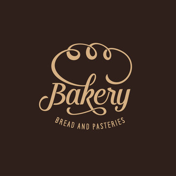 Bakery ornate logotype template calligraphy. Vector vintage illustration.