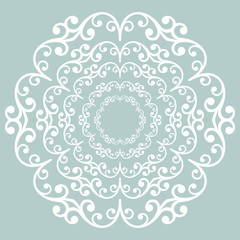 Elegant vintage vector ornament in classic style. Abstract traditional round white pattern with oriental elements. Classic vintage pattern