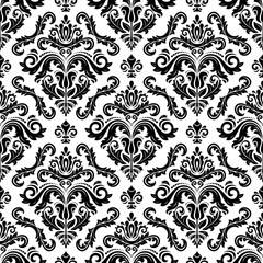Fototapeta premium Orient vector classic pattern. Seamless abstract background with black and white vintage elements. Orient background