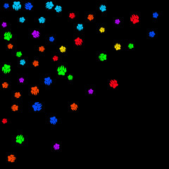 Colorful Bear Footprints. Prints of Paws with Big Claws for Petshop Design or for Goods for Pets. Simple Pattern for Print, Logo or Poster. Vector Confetti Background.