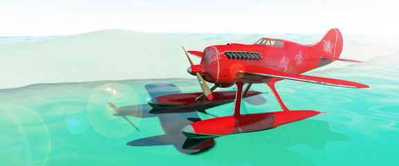 Seaplane. 3D render