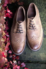 mens brogues autumn leaves
