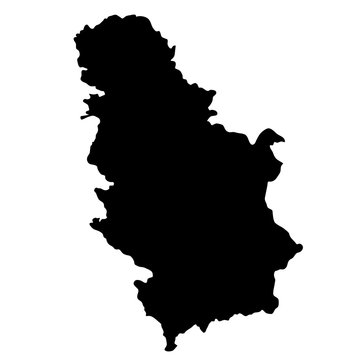 black silhouette country borders map of Serbia on white background of vector illustration