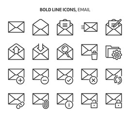 Email, bold line icons