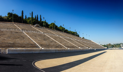 Bleachers and race track at Panathinaiko Stadium, Athens, Greece, Europe