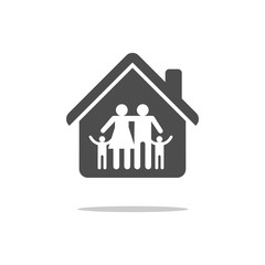 Family in House Icon. Vector isolated flat illustration.
