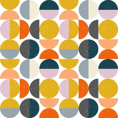 Muurstickers Modern vector abstract naadloos geometrisch patroon met halve cirkels en cirkels in retro Skandinavische stijl © dinadankersdesign