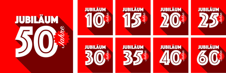 Jubiläum von 10 bis 60 Jahren