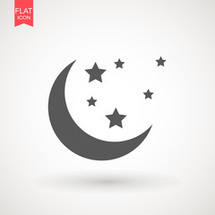 Moon and stars icon. Flat vector illustration on white background . EPS 10