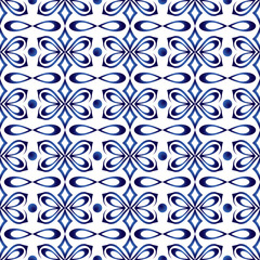 Ceramic tile pattern. Islamic, indian, arabic motifs. Damask seamless pattern. Porcelain ethnic bohemian background.