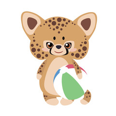 Cute jaguar with a ball